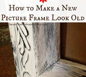 diy distressed frame how to make a new picture frame look old, crafts, painting, repurposing upcycling, This frame used to be black With just a little white paint I made it look like an old frame with chippy paint