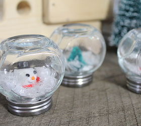 diy waterless snow globes, crafts, mason jars, seasonal holiday decor, These mini cruets make the cutest little snow globes
