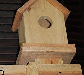 newest addition of welcome sign bird house chain held seat, outdoor living, pets animals, woodworking projects, bird house on top of post