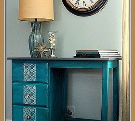 peacock blue silver vintage glamour desk makeover myfavoritethings, painted furniture, Finished Vintage Glamour makeover