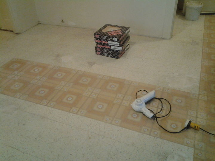 installing new linoleum floor, flooring