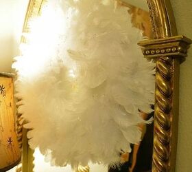 do you decorate your bedroom for christmas, bedroom ideas, christmas decorations, seasonal holiday decor, wreaths, A white feather wreath attached to the mirror