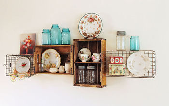 Vintage Crate and Wire Basket Shelves
