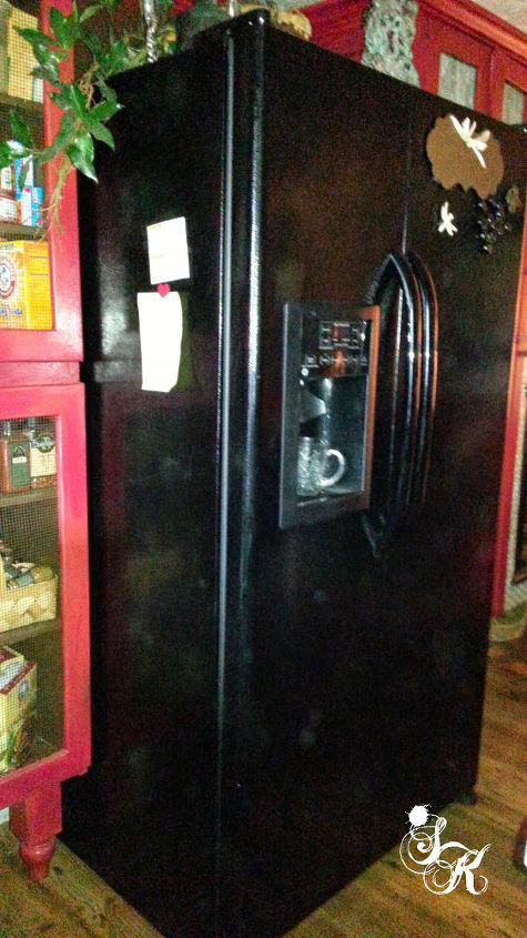 sk s old dinged refrigerator to a vintage steamer trunk, appliances, home decor, kitchen design, painting, repurposing upcycling