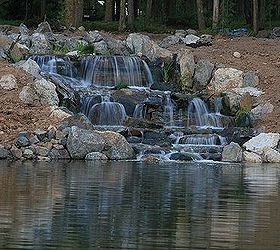 waterfalls ar often added after the fact this was built to help aerate a, ponds water features, A perfect spot for a family picnic Adding waterfalls to the lake ensures there will be oxygen added to the water and a healthy ecosystem is guaranteed
