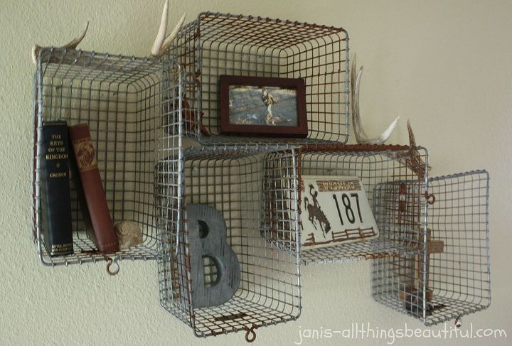 i repurposed gym baskets into shelves and a wall arrangement, cleaning tips, repurposing upcycling, shelving ideas, wall decor
