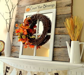 fall mantel with reclaimed pallet wood, doors, seasonal holiday decor, Fall mantel with reclaimed wood from pallet