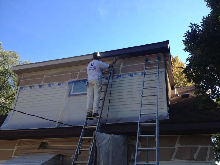 sprayed trim on ferndale home exterior, curb appeal, painting, Spraying the rear