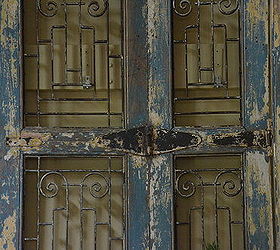 antique wood and iron shutters, windows, Hinge with beautiful patina