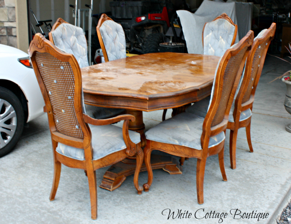 restored cane dining set, painted furniture