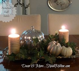 neutral fall table, seasonal holiday decor