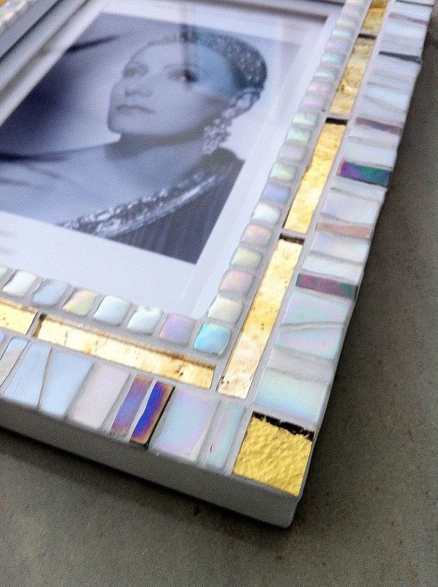 mosaic art photo frames, crafts, repurposing upcycling, detail