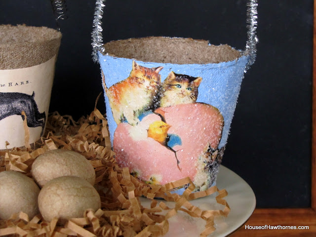 peat pot easter craft, crafts, easter decorations, seasonal holiday decor, A little bit cottage esque