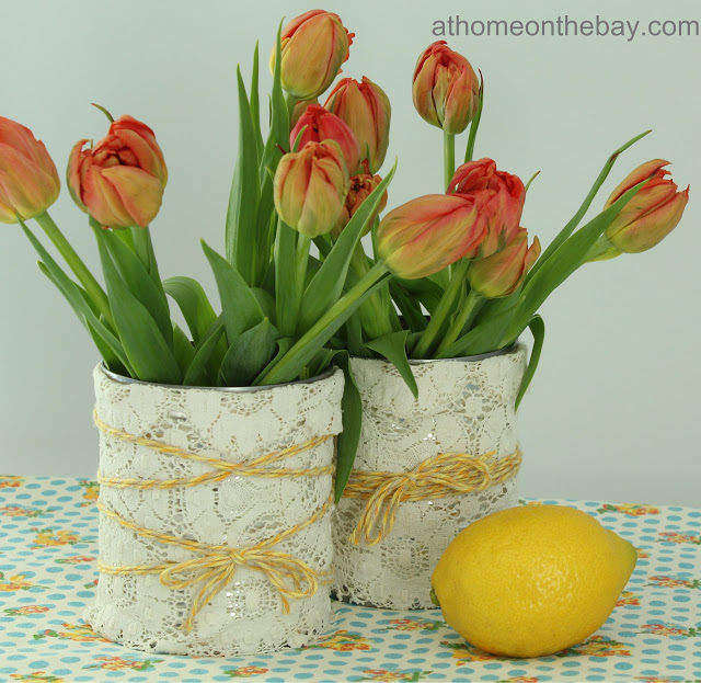 repurpose a can into a lace vase, crafts, home decor, repurposing upcycling, Repurposed can vase