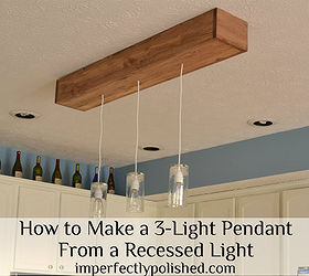 how to create a 3 pendant light fixture from a recessed light, home decor, lighting