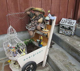 pulled out garden decor for spring, gardening, outdoor living, Easter cart