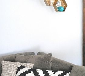 diy hexagon wall shelves the easy way, diy, how to, shelving ideas, Here s a photo of where they sit in the living room high enough away from my curious and climbing 3 year old