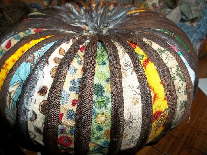 pumpkin made from dryer vent hose and fabric tutorial, crafts, repurposing upcycling, seasonal holiday decor, almost done