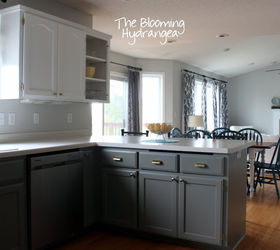 from oak to awesome painted gray and white kitchen cabinets, kitchen design, painting