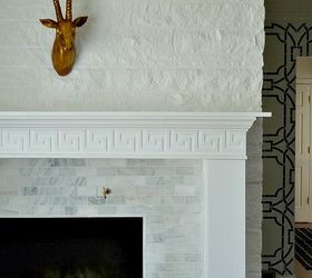 diy fireplace makeover before after reveal, fireplaces mantels, home decor, living room ideas, The stone was given 2 coats of white paint