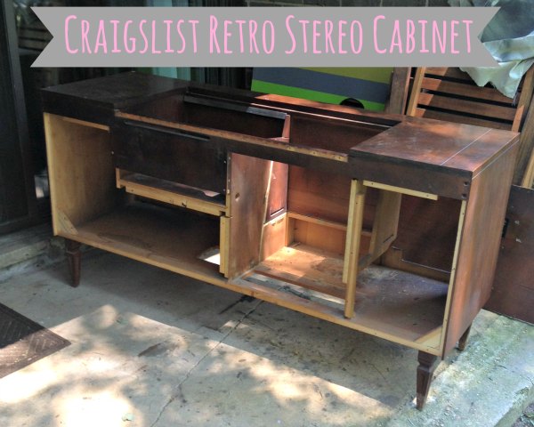 retro stereo cabinet transformation, kitchen cabinets, painted furniture, repurposing upcycling, Components Stripped Out