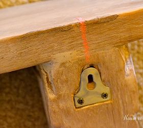 how to hang a shelf with two keyholes, diy, home decor, how to, shelving ideas, Using some colored chalk you can mark on the top of the shelf where you need your anchor and screw to go