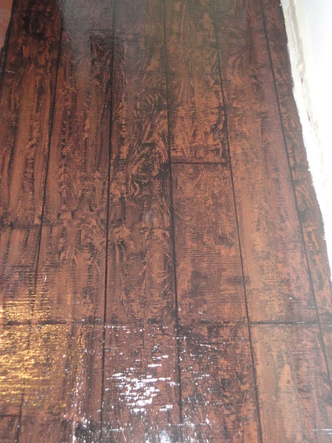 i painted my awful underlayment to look like hardwood floors i lt 3 it, flooring, hardwood floors, painting, tile flooring, Here is a small section of the finished floor When the room is done I will post a complete room shot to show how much of a difference they made
