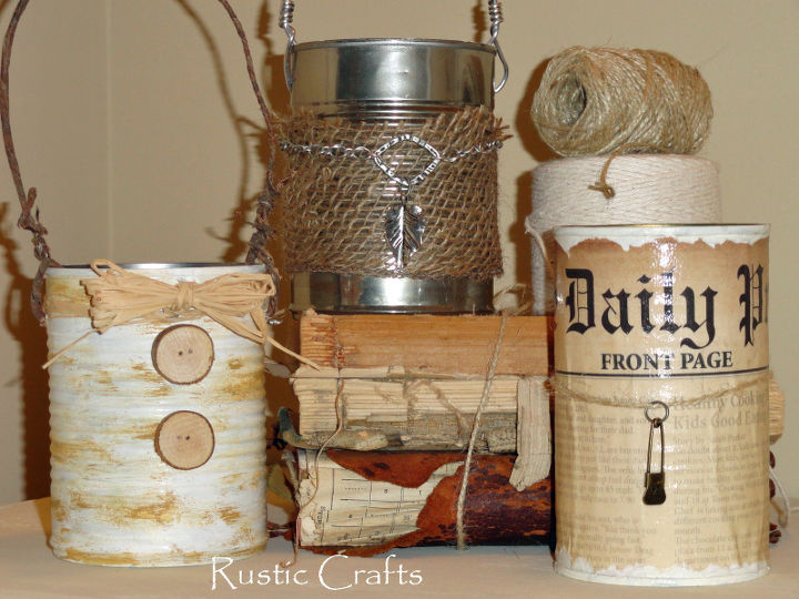 recycled can caddies, crafts, decoupage, repurposing upcycling