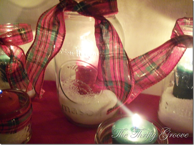 simple thrifty and pretty christmas candlelight, christmas decorations, crafts, seasonal holiday decor, Tie a simple ribbon around the mouth of the jar Can t get much easier