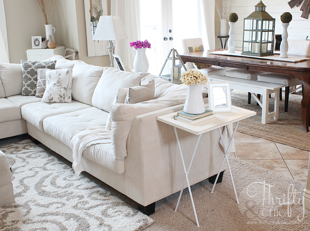 hamper turned into side table, home decor, living room ideas, painted furniture, repurposing upcycling, I love how this looks in my living room now It s perfect and narrow