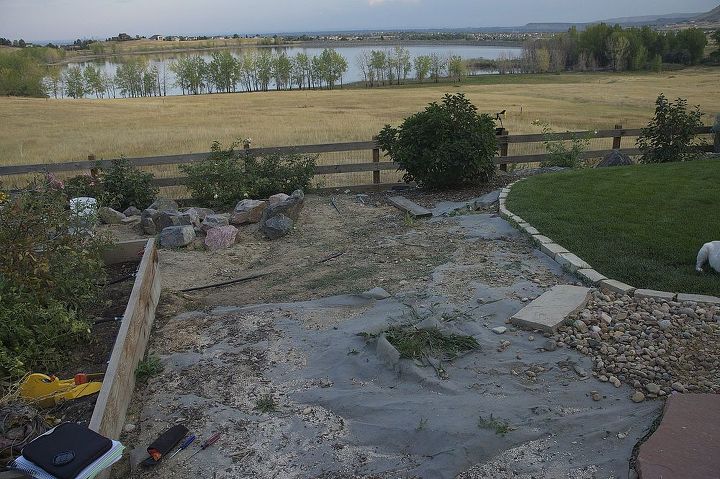 a before and after makeover of an arvada co backyard, go green, outdoor living, ponds water features, This Arvada CO home with a spectacular view of a lake needed some backyard water up close