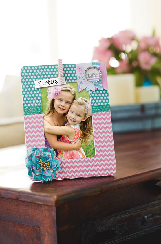 hello pastel frame, Personalize a frame to showcase your photos easily with scrapbook paper and a few embellishments