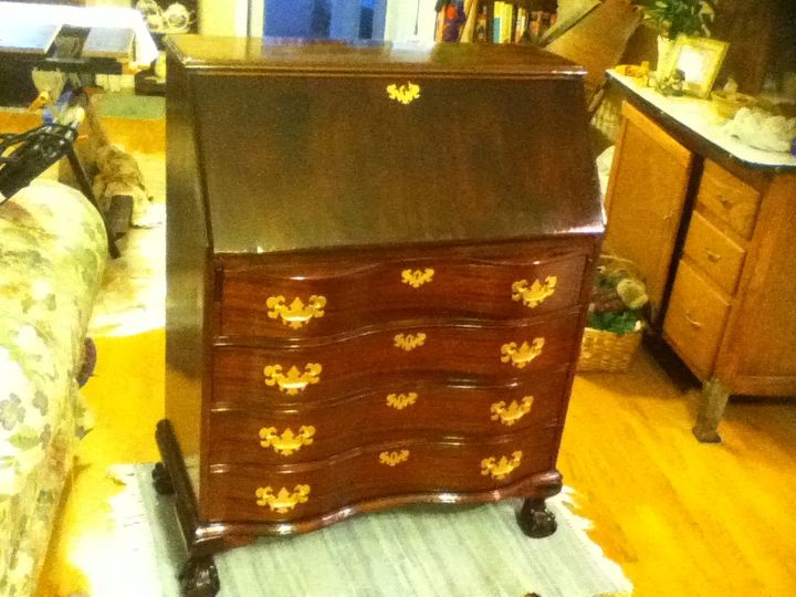 70 year old antique secretary desk, painted furniture, My sister brought this to Florida from New York for me to have
