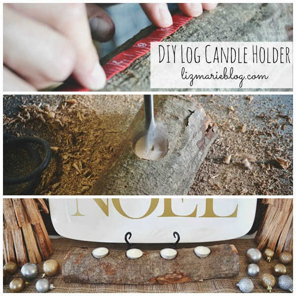 diy log candle holder, christmas decorations, repurposing upcycling, seasonal holiday decor, We measured out how far apart we wanted the candles then use a drill with a large drill bit to create the spots for the candles