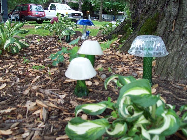 cogumelos de jardim de vidro