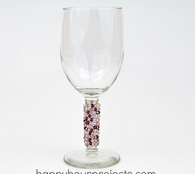 beaded wine glasses cheap easy way to dress up a dollar store score, crafts, repurposing upcycling, 1 wine glass to party accessory in about 20 minutes It s a fun girlfriends craft and you can even fill them with wine when you re done