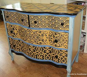 fab diy furniture stenciling ideas with royal design studio stencils, painted furniture, Click to the post to see tips for combining multiple stencil patterns on a furniture piece