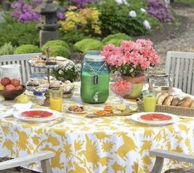 embellish your table decor with a diy stenciled tablecloth, crafts, painting