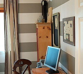 striped guest room office with farmhouse and rustic decor, craft rooms, home decor, home office, This is the kids school computer space as well as organization for our bills and files