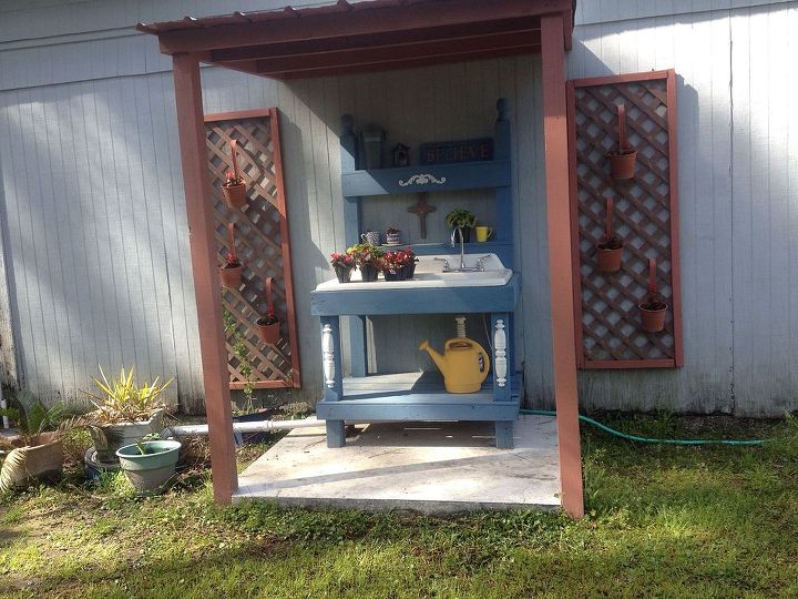 potting bench, gardening, outdoor living, repurposing upcycling
