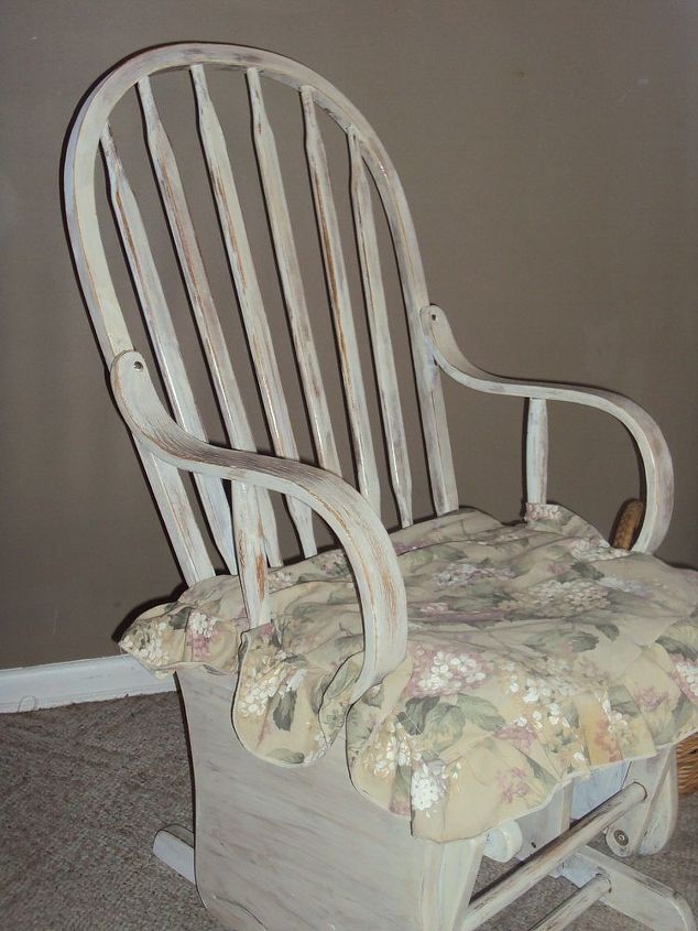 rocking chair repair and refinish, painted furniture, shabby chic, Just Shabby enough