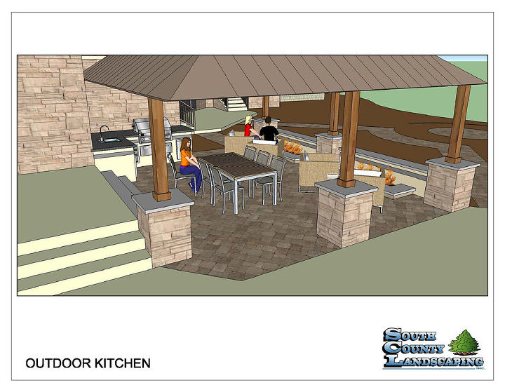 demotte outdoor kitchen, home improvement, kitchen design, outdoor living, Rendered 3 dimensional model of the proposed project