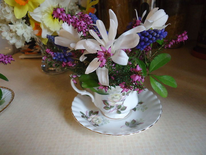 making tea cup arrangements for a baby shower, flowers, gardening, home decor