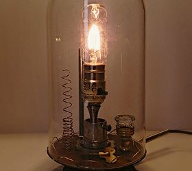 make an anthropologie inspired bell jar lamp for less, diy, electrical, home decor, lighting, An Edison style bulb is a unique touch