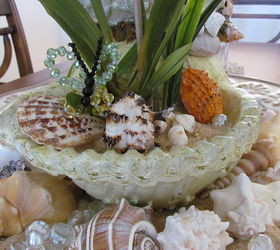 sea shell centerpiece, crafts, home decor, The bottom shell has a orchid butterfly sand and shells