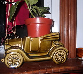 the welcoming plant station, foyer, gardening, The first purchase to start her car planter collection Love the vintage cause its made in America