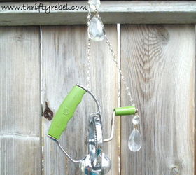 vintage egg beater wind chimes, outdoor living, repurposing upcycling