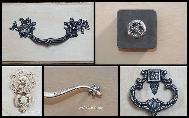 dressing it up the uses of gilding wax, painted furniture, Gilding the original hardware is a great way of updating and bringing the piece together Each handle above has been redone with paint and gilding wax These are truly amazing transformations from blah to wow Again I just used a stiff bristled artist brush and applied either a little or a lot depending on the look I was trying to achieve