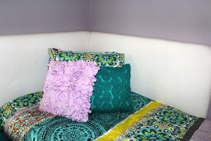 how to make an upholstered daybed, bedroom ideas, diy, how to, painted furniture, reupholster, This is my daughters favorite spot to hang out It is like having a sofa in her room But takes up less space