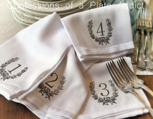 french farmhouse numbered napkins, crafts, home decor, wreaths, An iron on graphic add instant vintage frenchiness